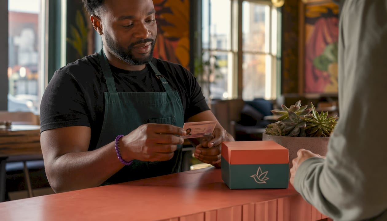 ID check at cannabis gift handover
