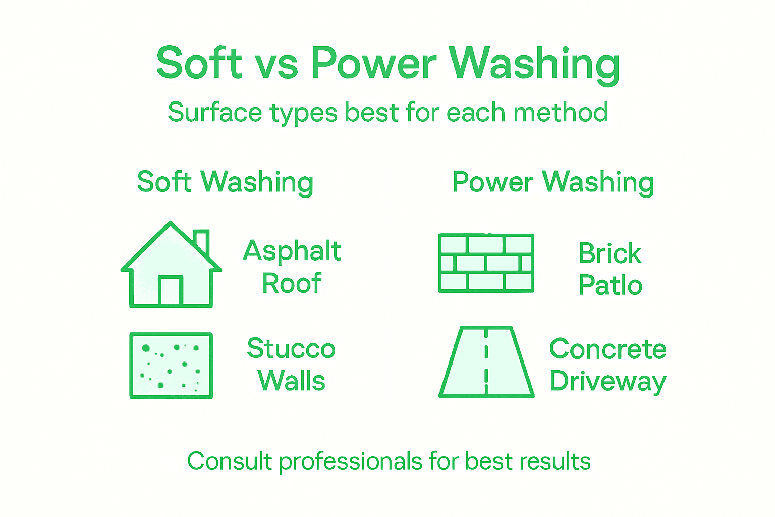 Infographic comparing cleaning methods by surface