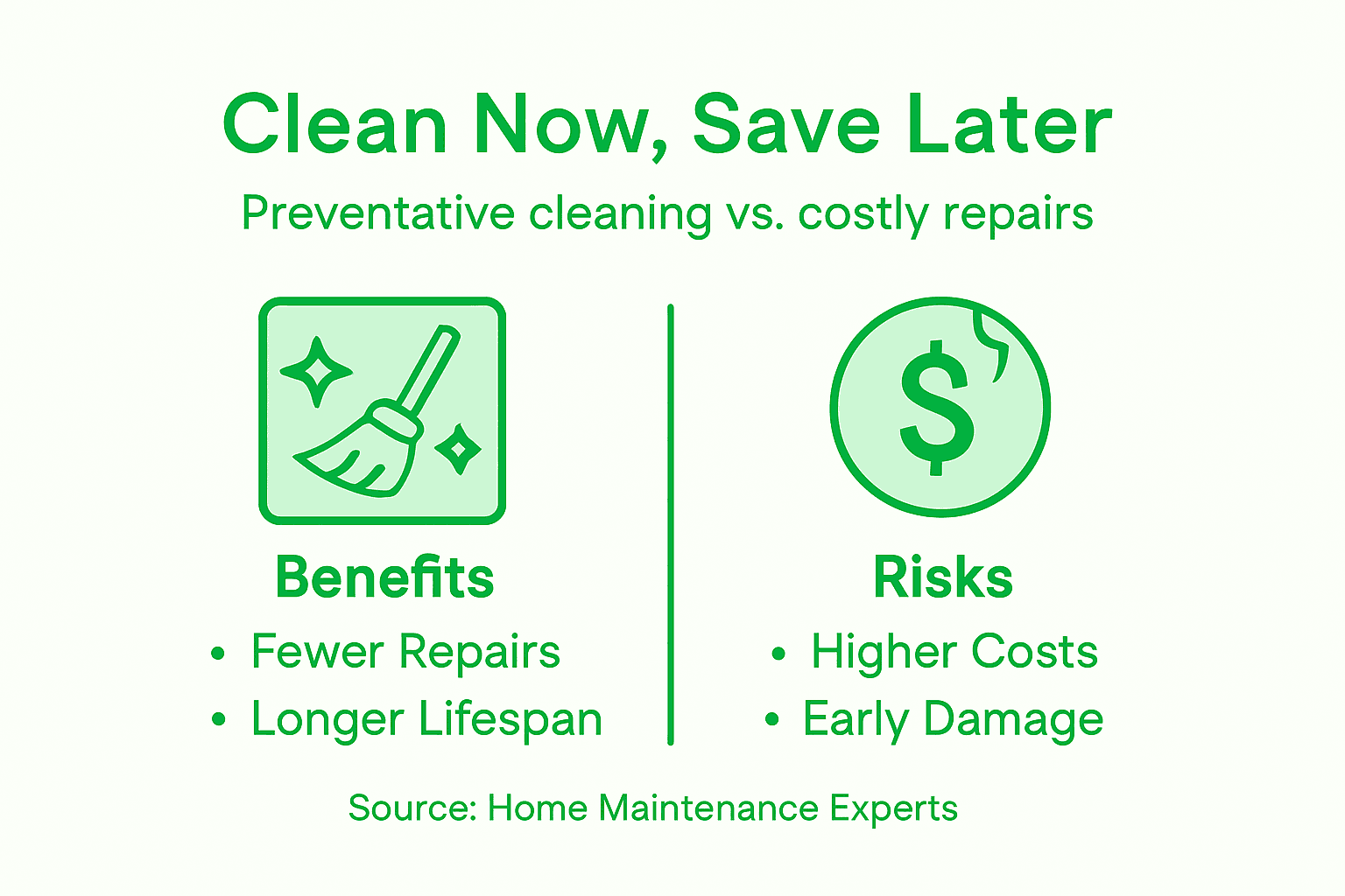 Infographic showing cleaning savings versus repair costs