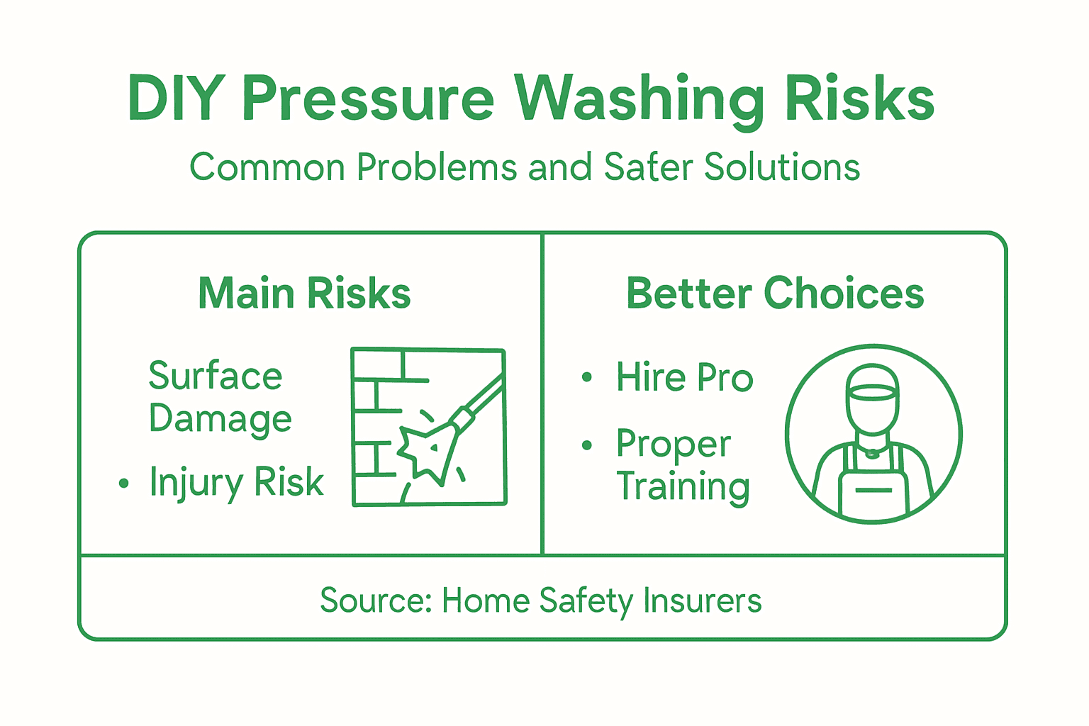 Infographic of DIY pressure washing risks and solutions