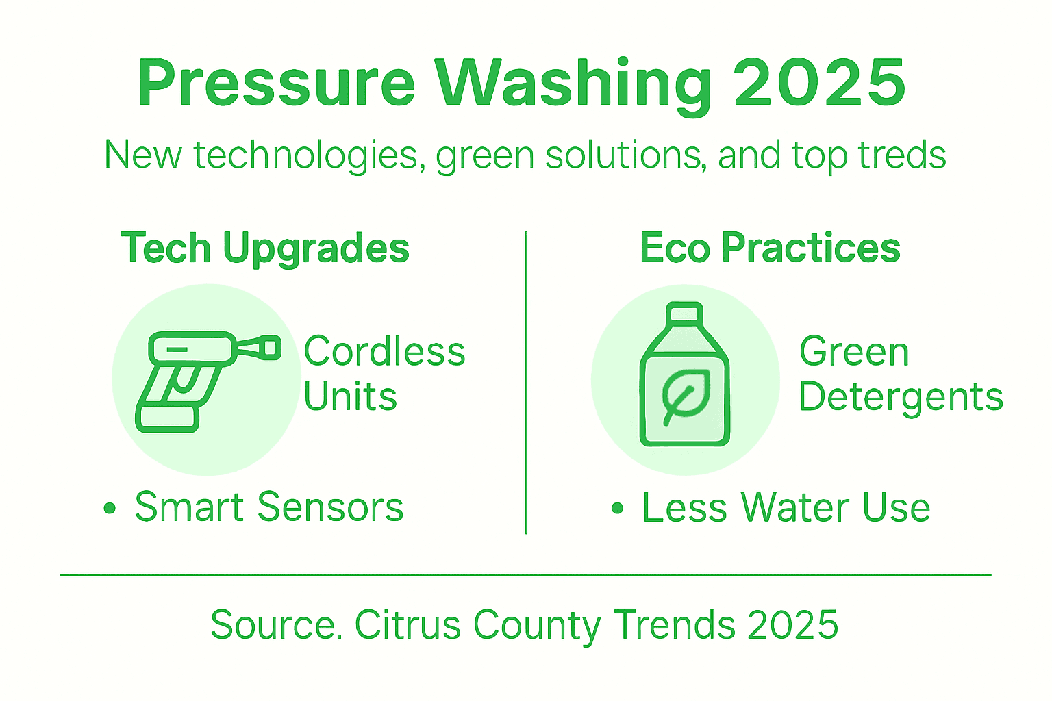 Infographic summarizing 2025 pressure washing trends