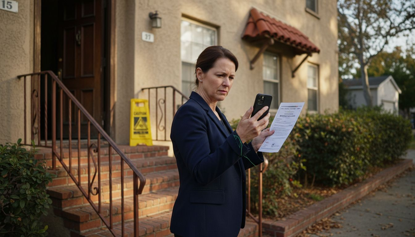Property manager checks insurance at building