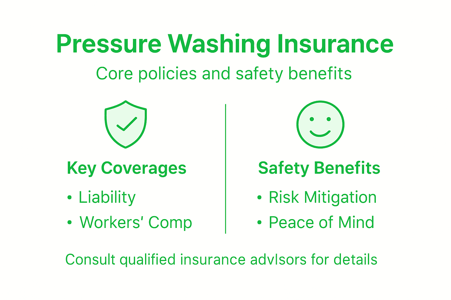Pressure washing insurance infographic core benefits