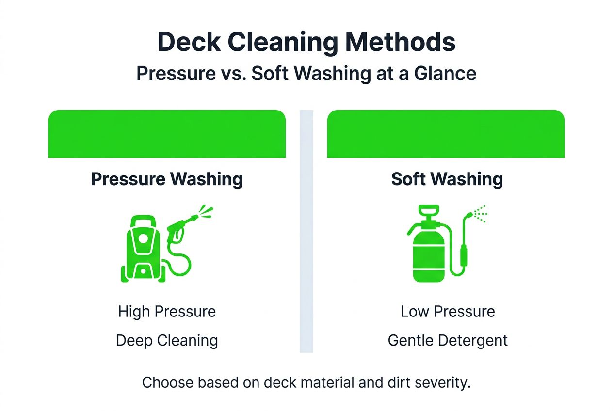 Infographic comparing pressure and soft deck washing