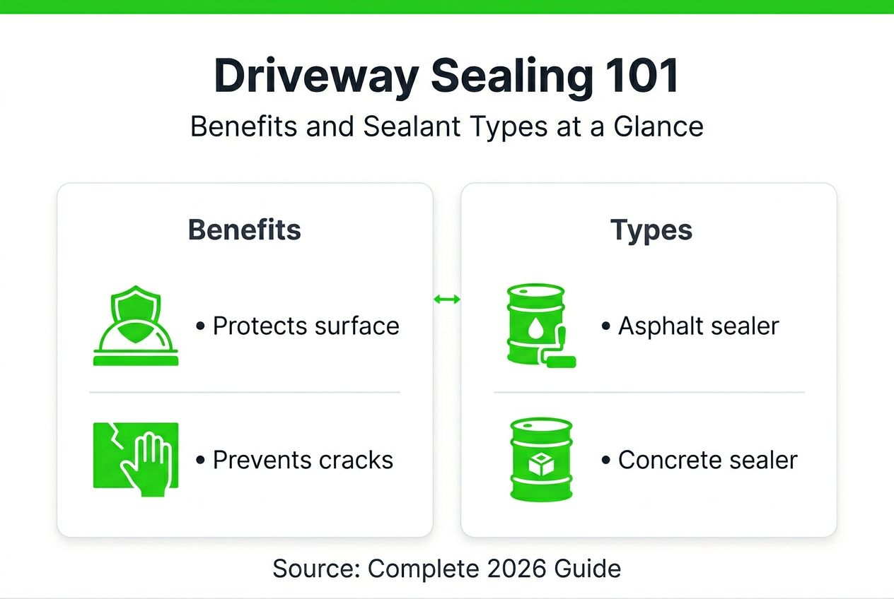 Infographic showing driveway sealing basics and types