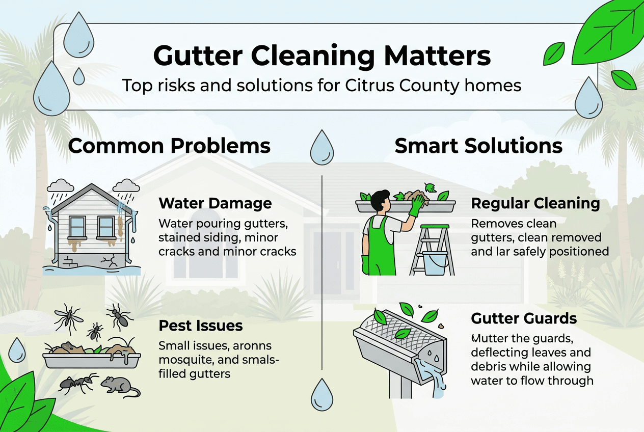 Infographic showing gutter risks and solutions