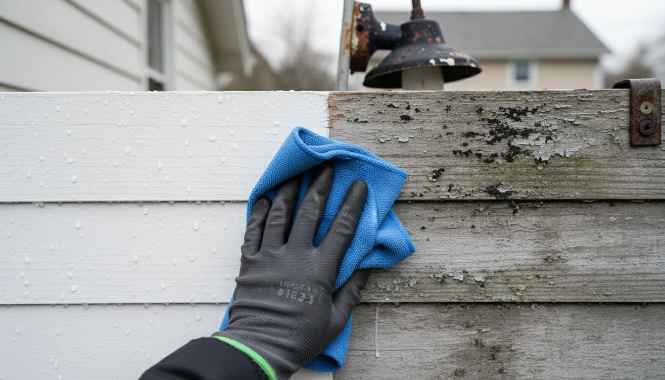 Clean and dirty house siding comparison