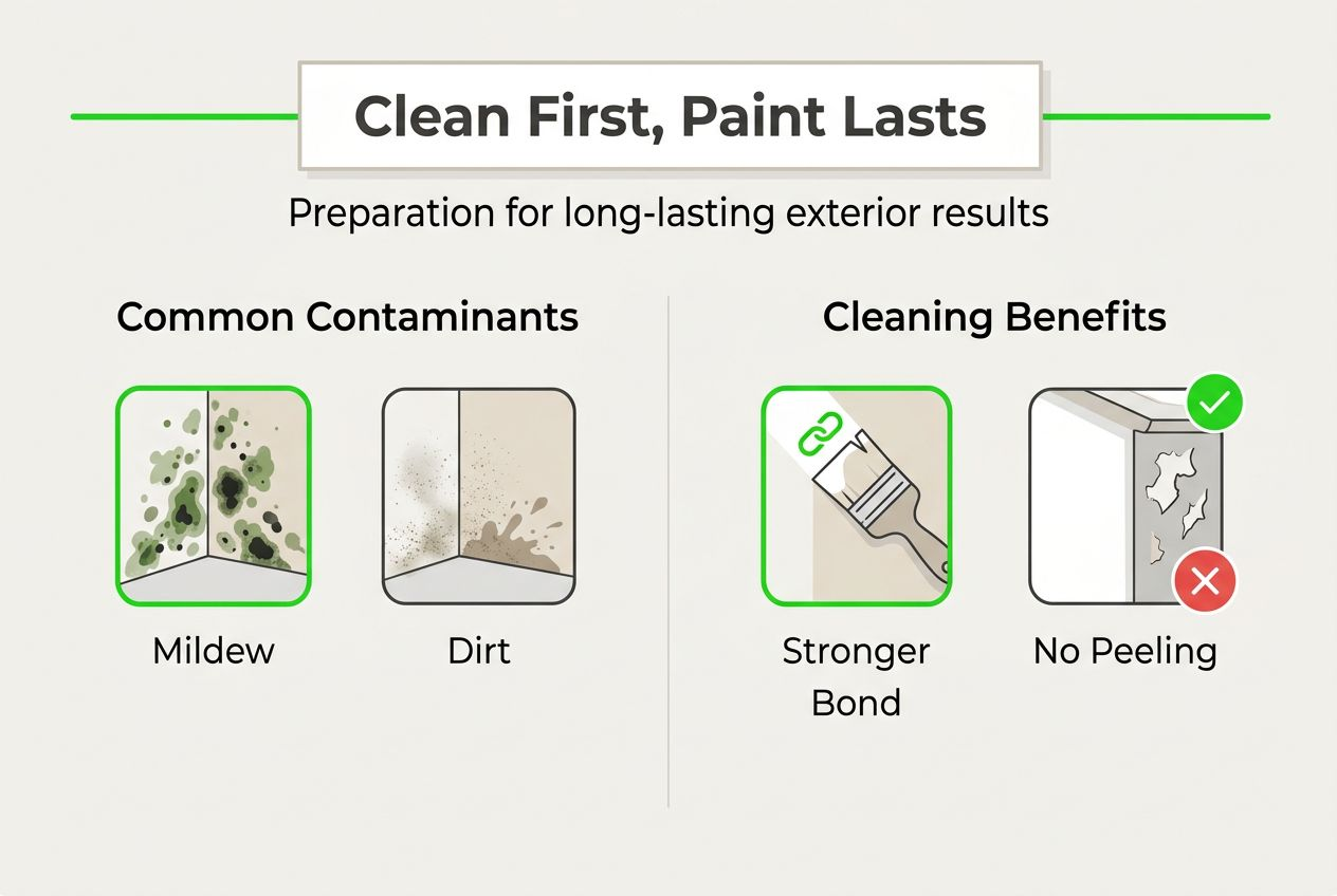 Infographic on cleaning before painting steps and benefits