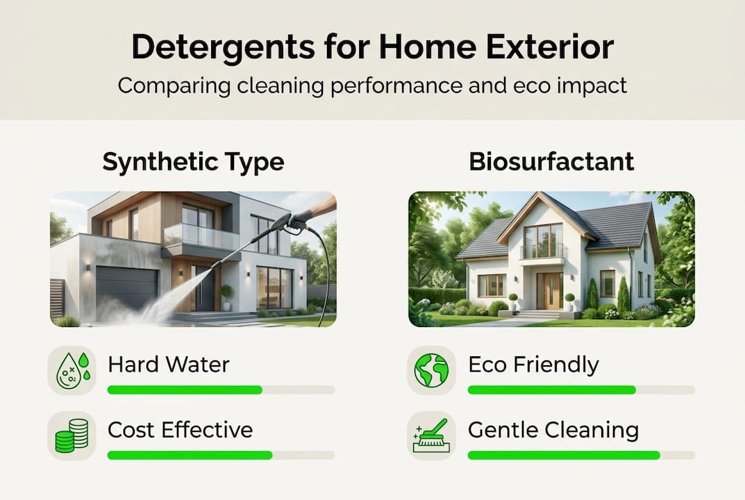 Infographic comparing detergent types for cleaning