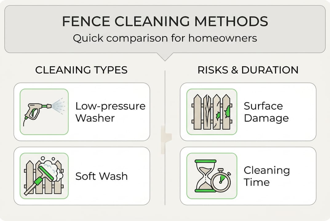 Infographic comparing fence cleaning methods