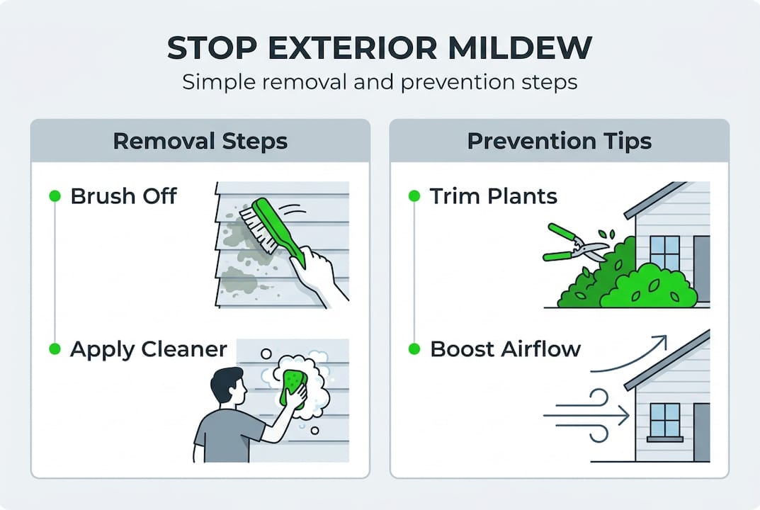 Infographic with mildew removal and prevention steps
