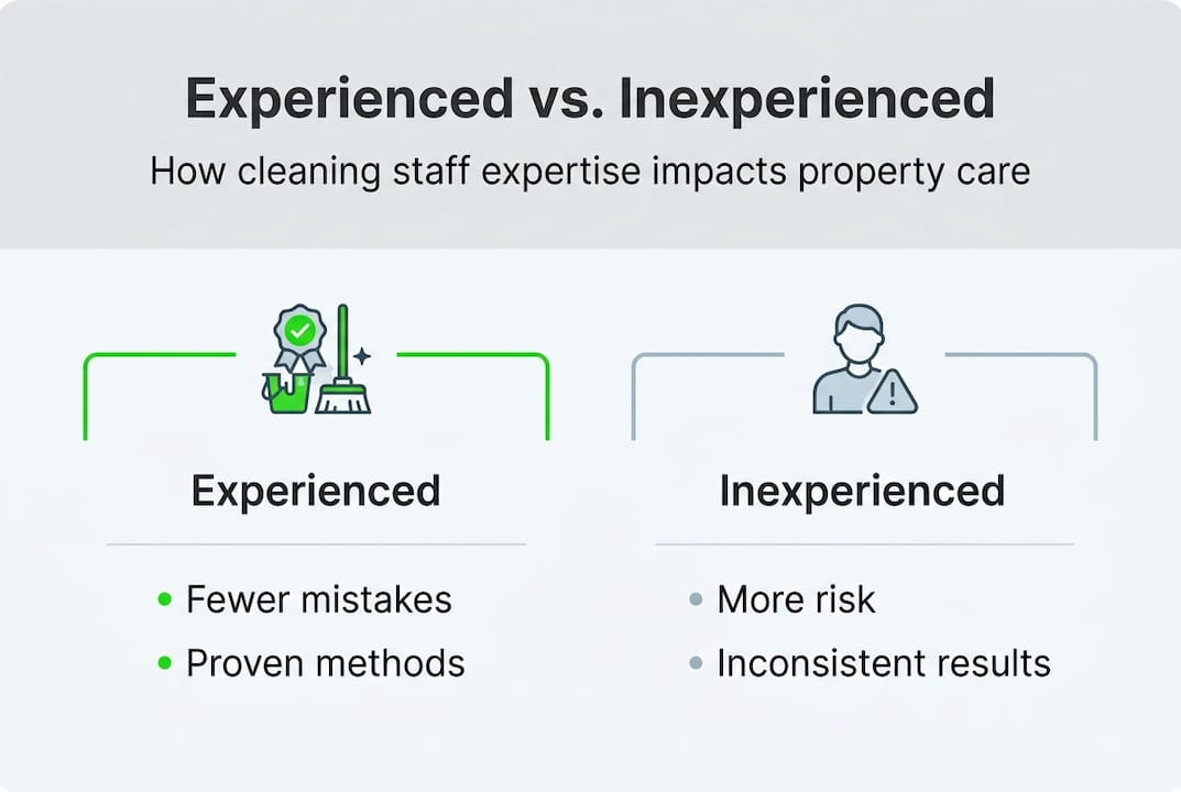 Infographic comparing staff experience and risks
