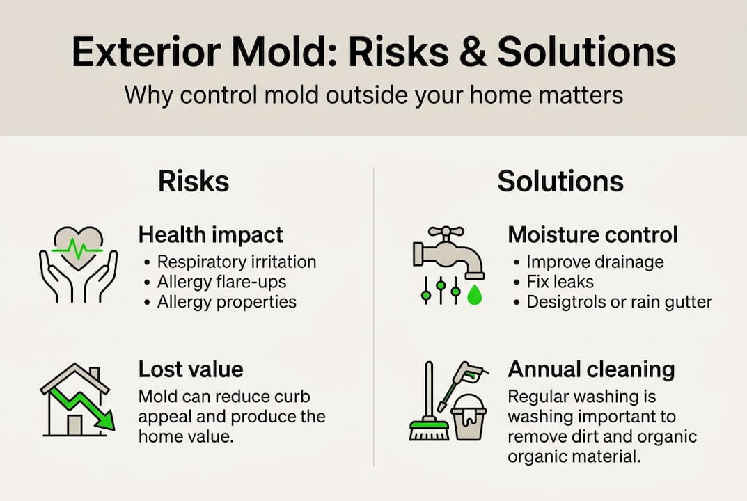 Infographic on exterior mold risks and solutions