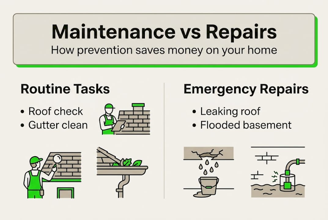 Infographic comparing routine tasks and repairs