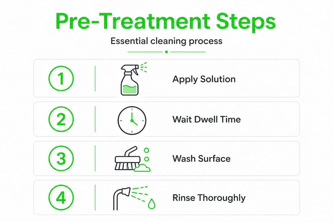 Infographic showing exterior cleaning steps