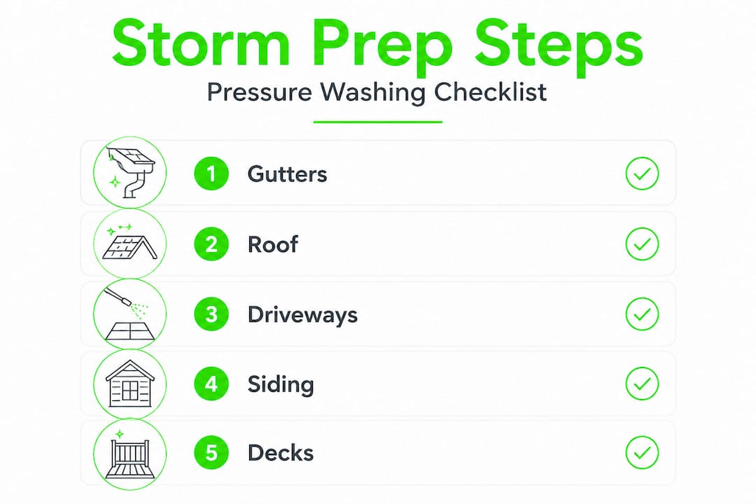 Infographic showing storm prep washing steps