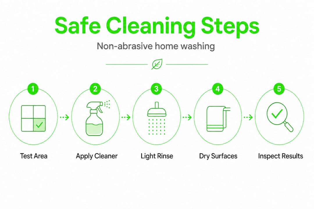 Infographic of safe cleaning steps workflow