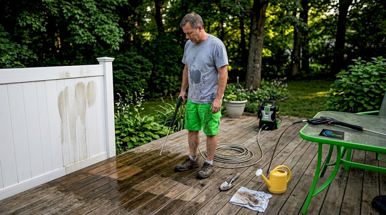 Inspecting surface after pressure washing