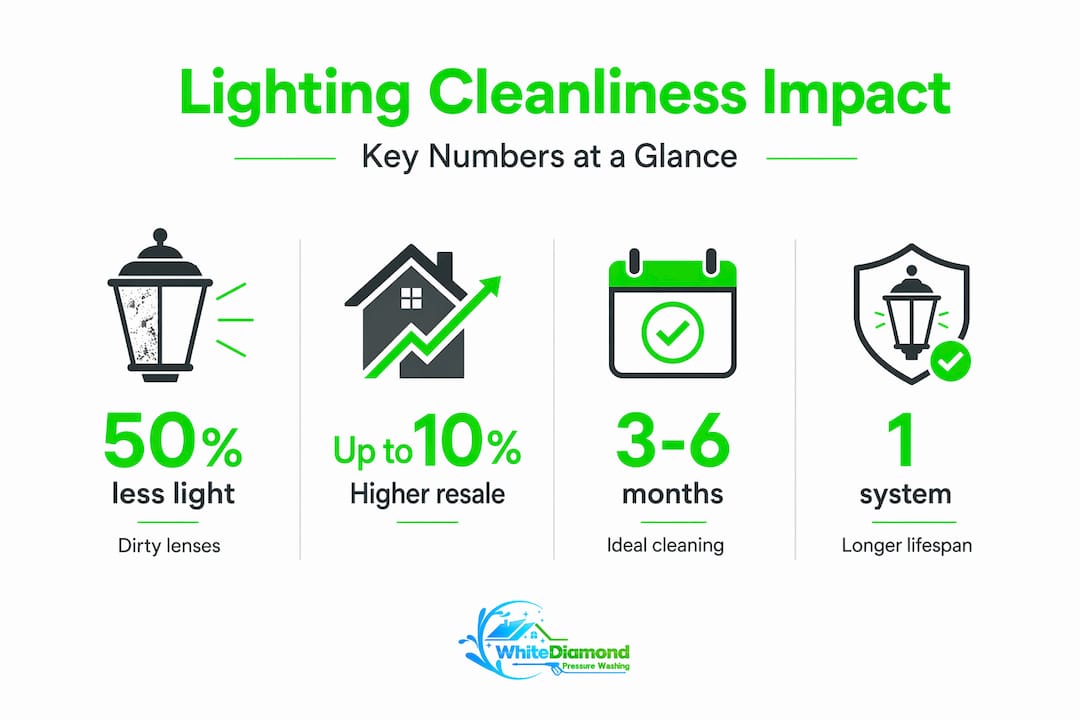 Infographic with statistics on exterior lighting cleanliness