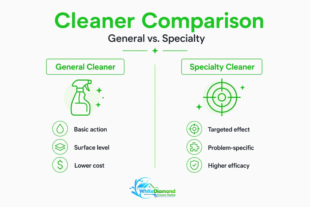 Infographic comparing general and specialty cleaner features