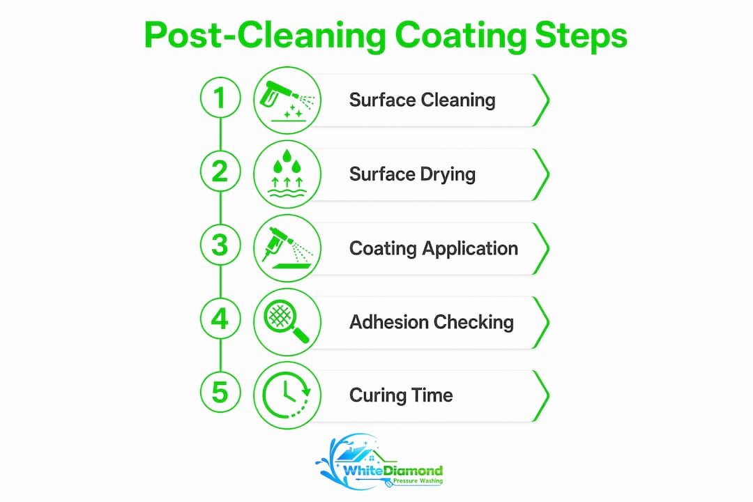 Vertical flow infographic of coating application steps