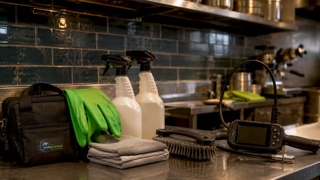 Close-up of professional canopy cleaning tools