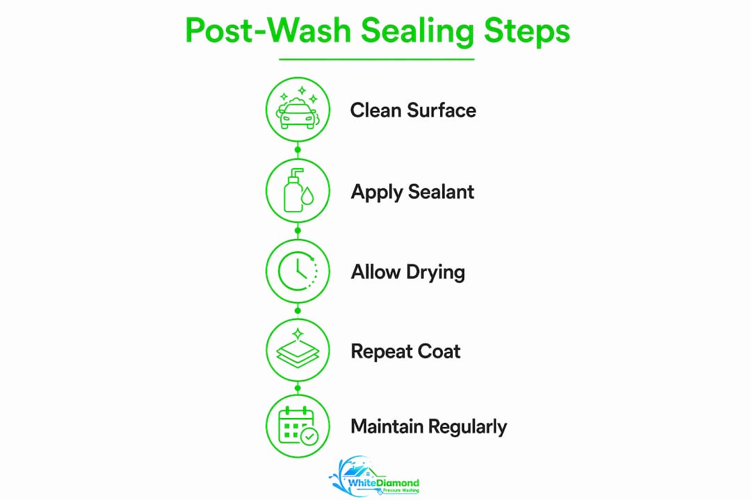 Infographic showing post-wash sealing process steps
