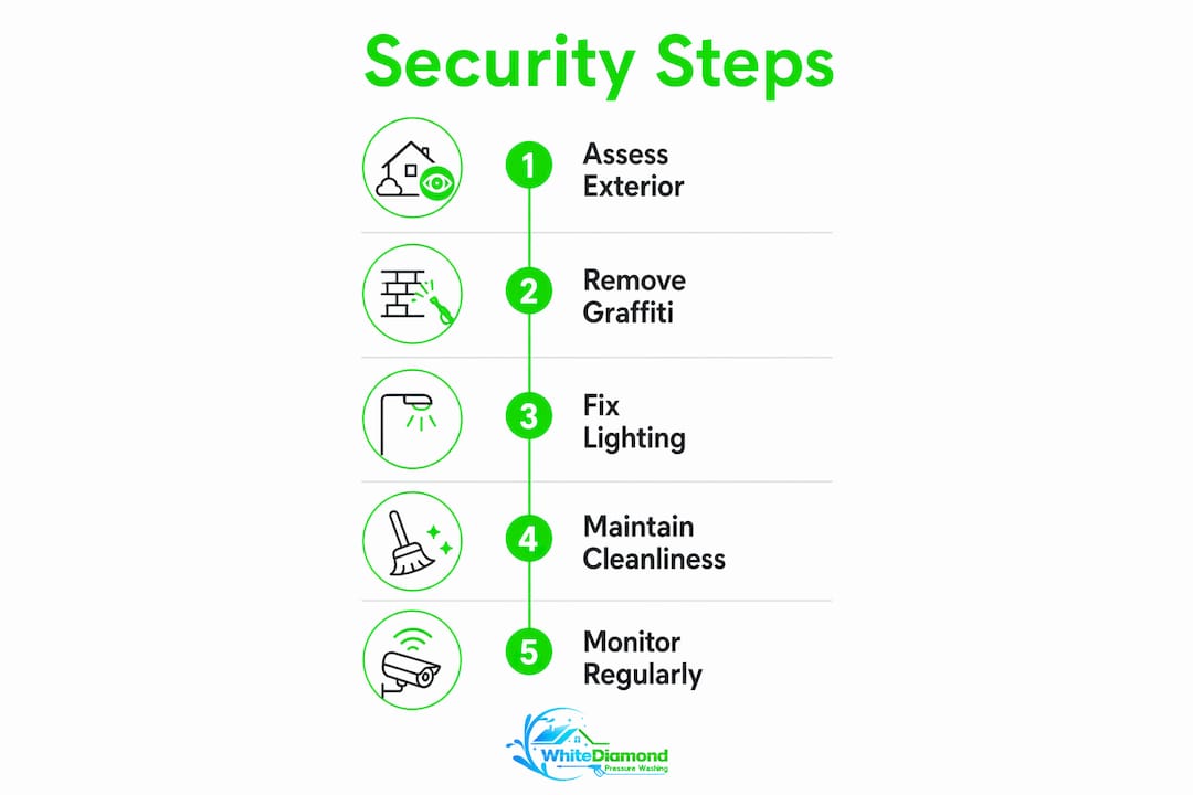 Infographic showing key steps for exterior security