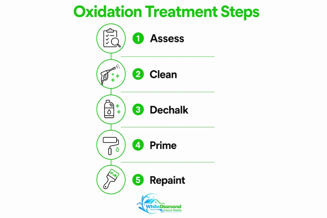 Infographic showing steps to treat exterior oxidation