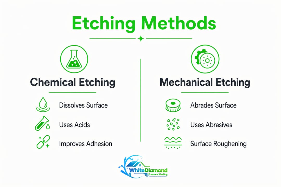 Infographic comparing chemical and mechanical etching methods