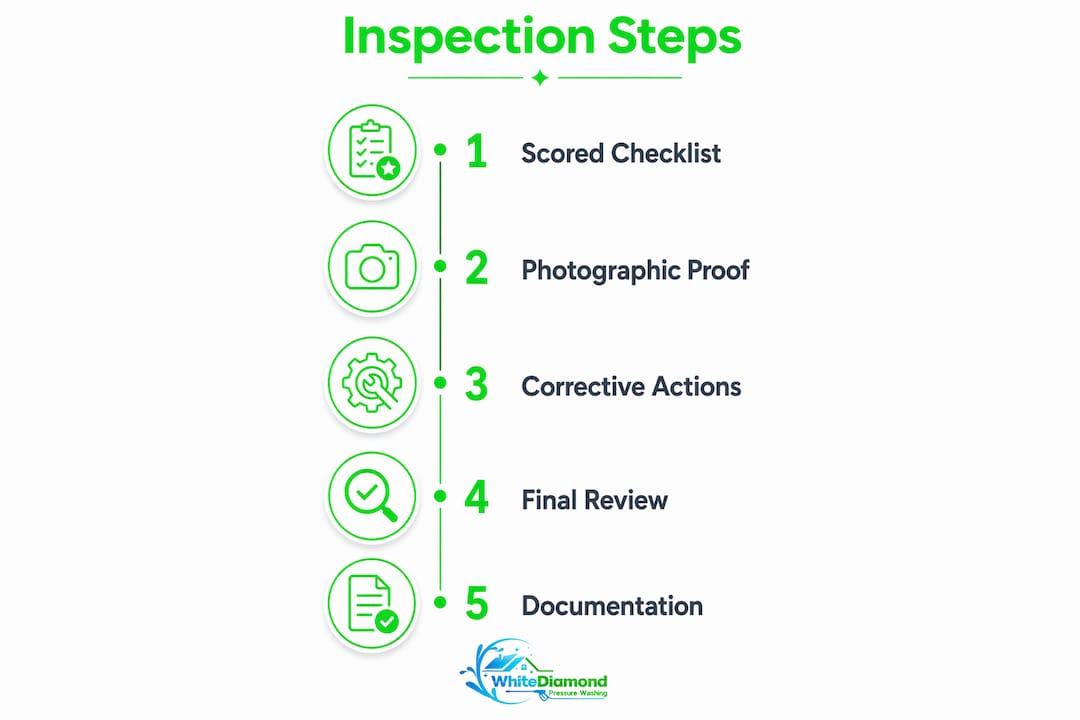 Infographic illustrating post-cleaning inspection steps
