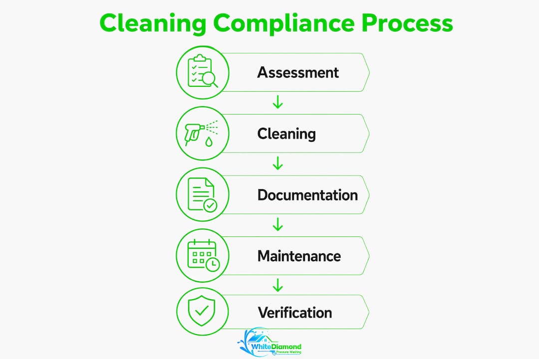 Infographic outlining cleaning compliance steps