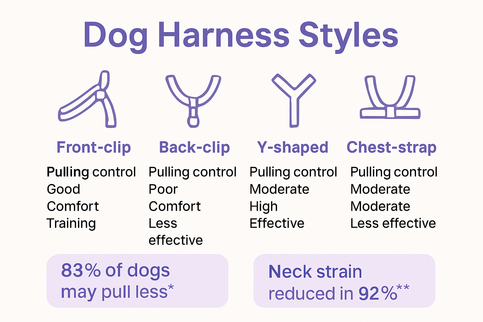 Dog harness types infographic for pulling control
