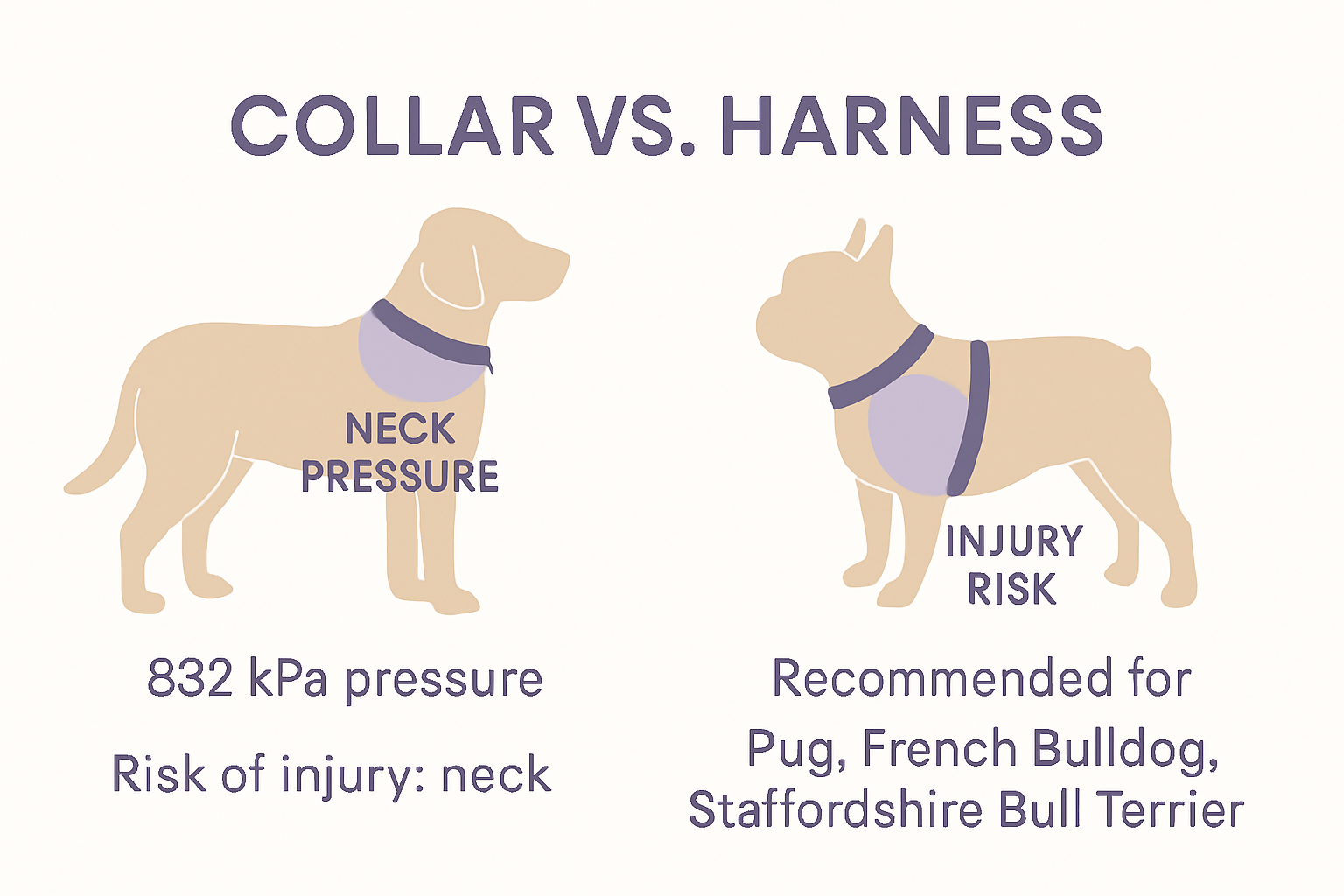 Neck and chest pressure comparison for dog harnesses and collars
