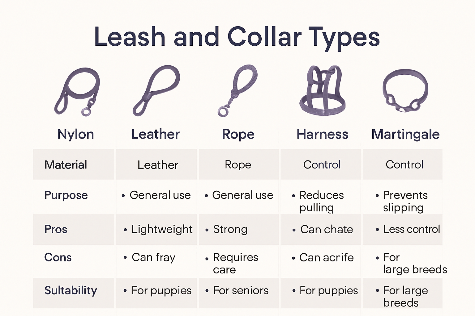 Infographic comparing dog leashes and collars for training
