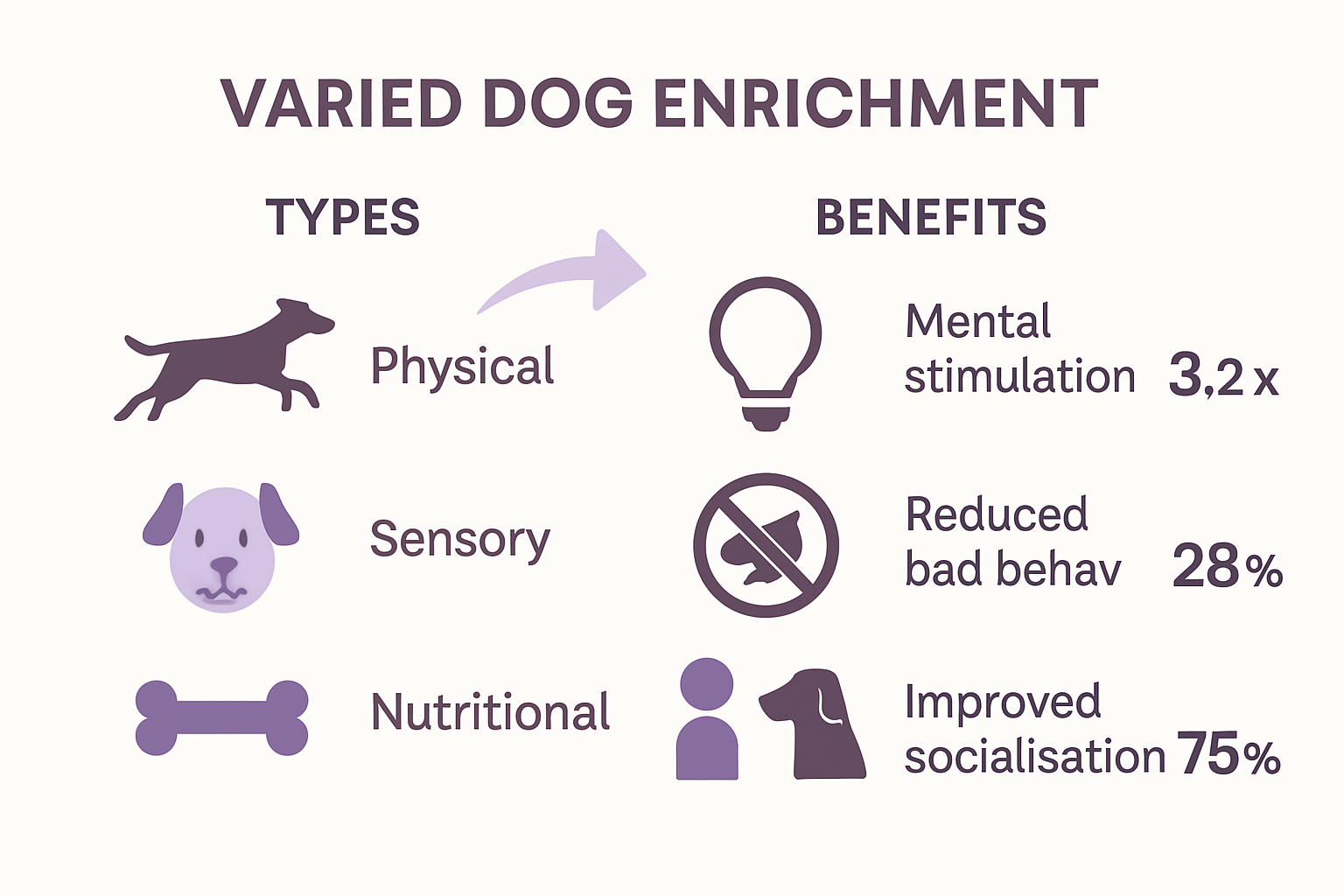 Types and benefits of dog enrichment activities infographic