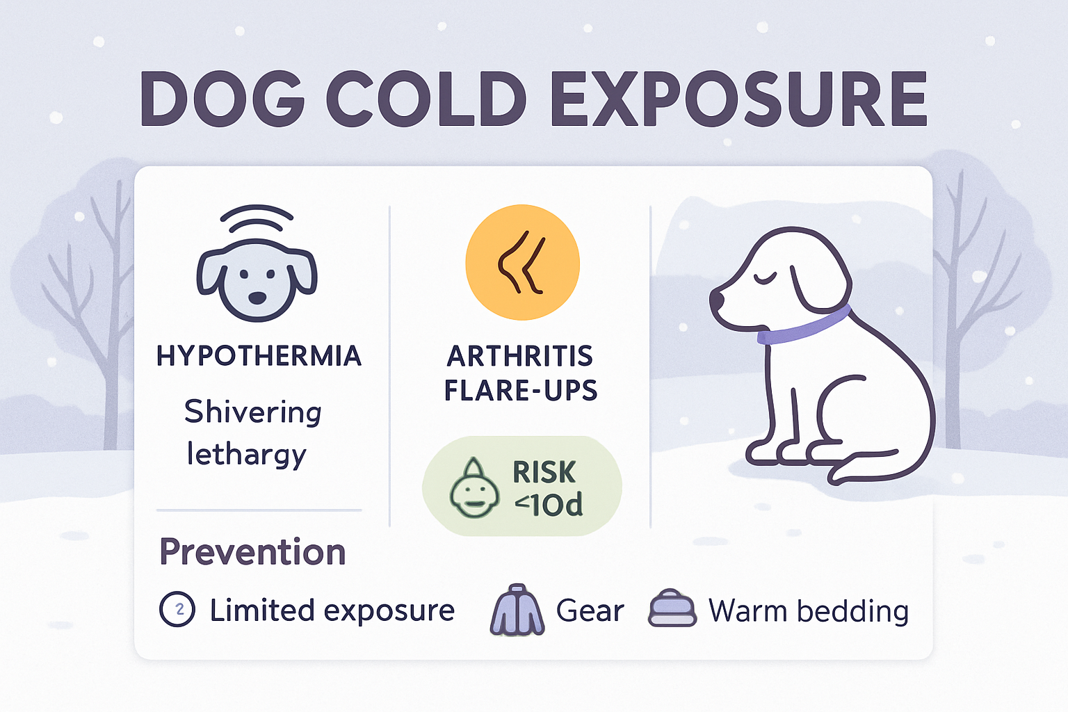 Infographic showing health risks for dogs in cold weather