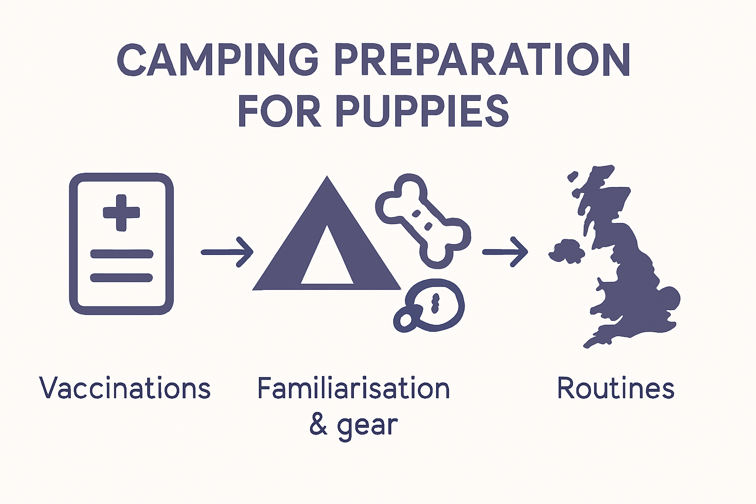 Puppy camping preparation checklist infographic