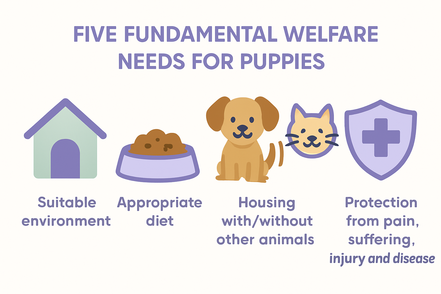 Infographic showing UK's five puppy welfare needs
