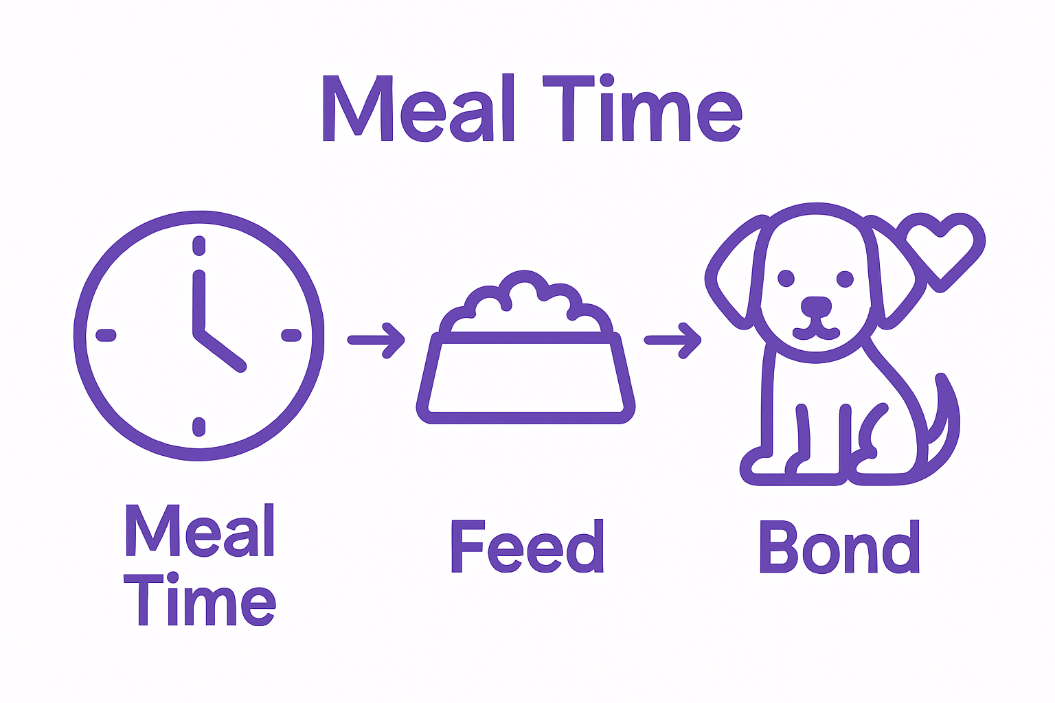 Step-by-step puppy feeding routine visualized