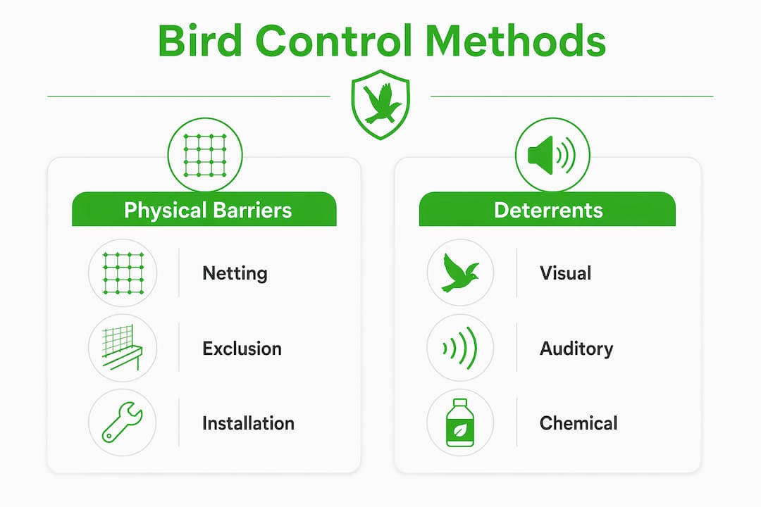 Infographic comparing bird control methods