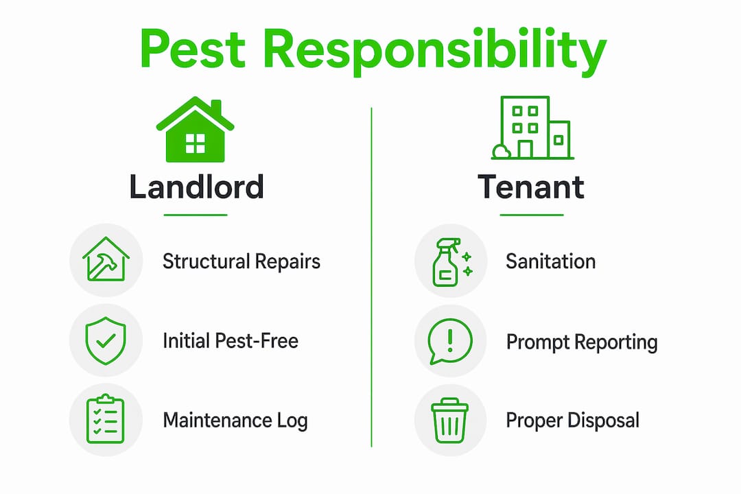 Infographic showing landlord vs tenant pest responsibilities