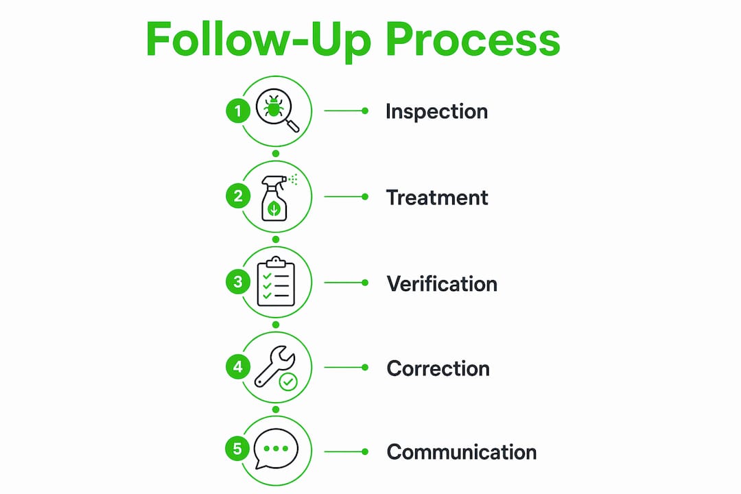 Infographic illustrating pest control follow-up steps