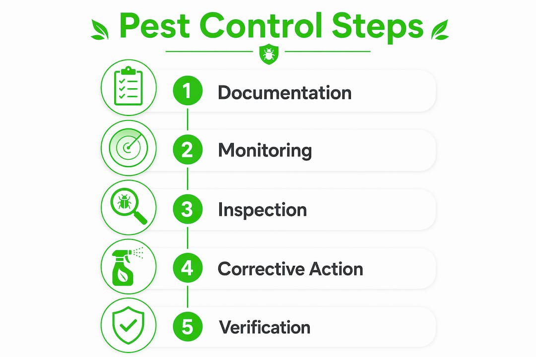 Infographic illustrating the steps of HACCP pest control compliance