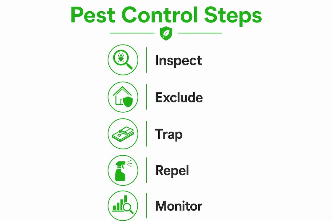 Infographic detailing steps of vertebrate pest control process