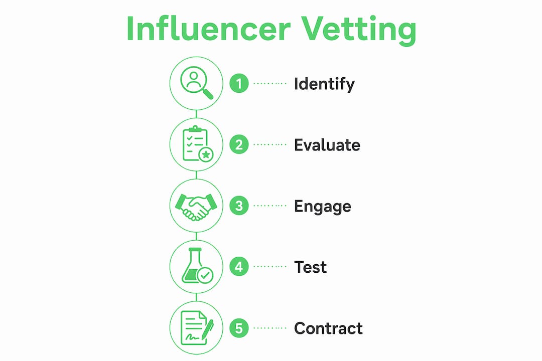 Infographic showing influencer vetting steps