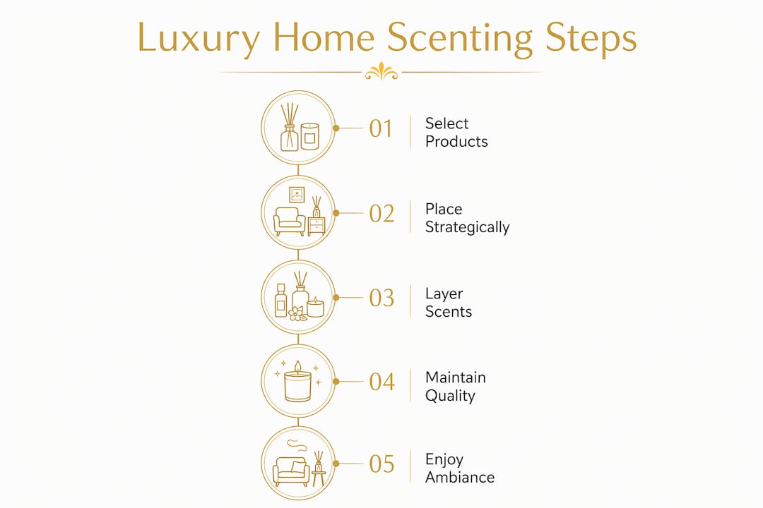 Infographic showing steps for luxury home scenting