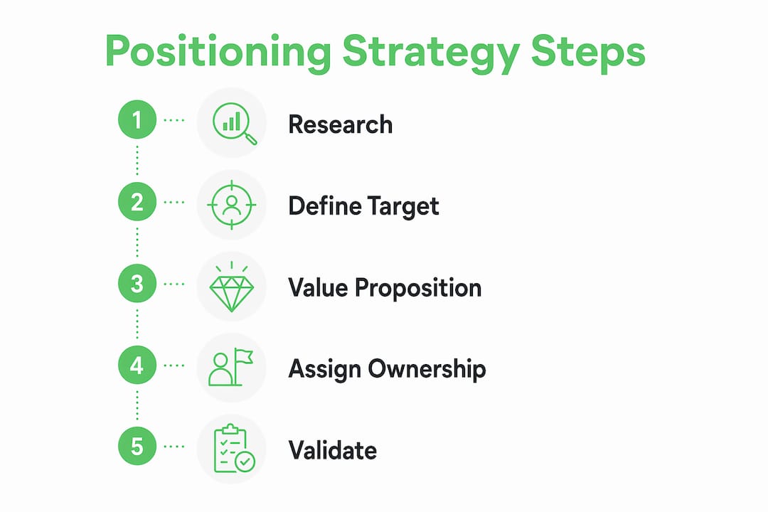 Infographic outlining steps to create positioning strategy