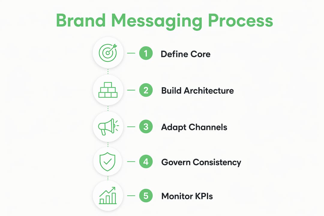 Infographic showing brand messaging process steps
