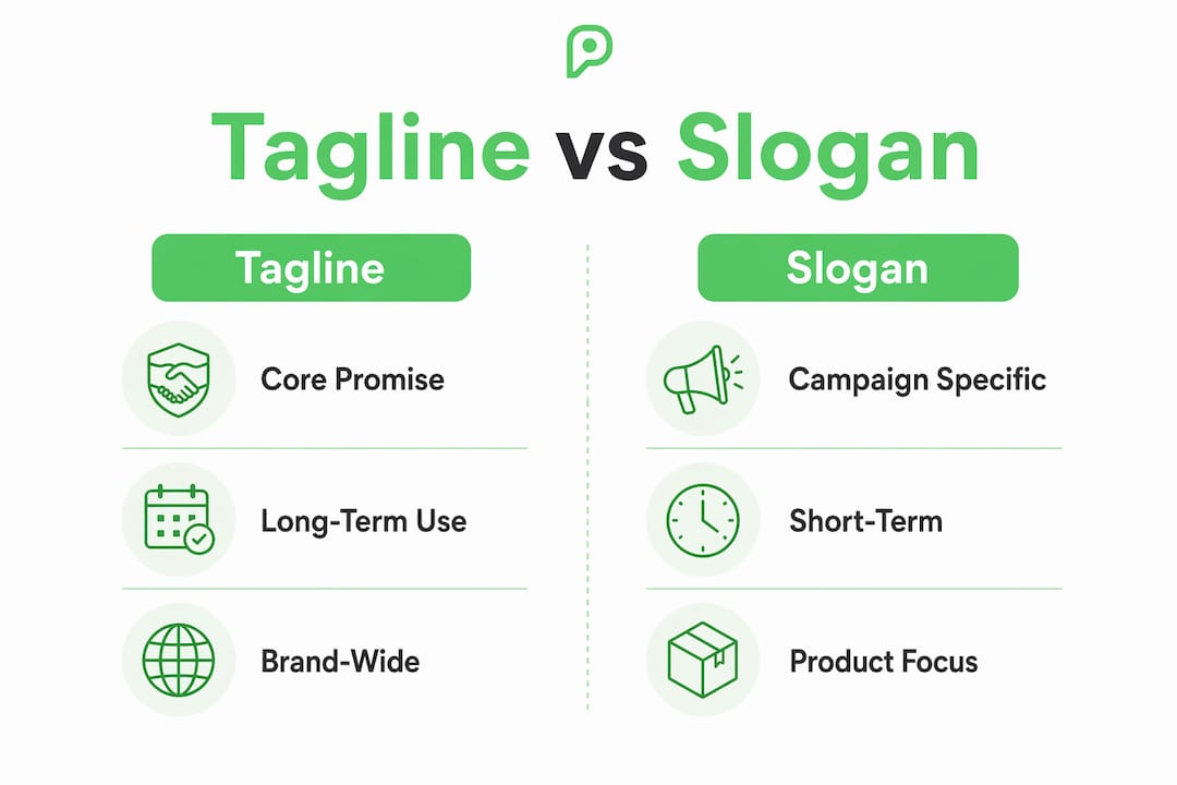 Infographic comparing tagline and slogan